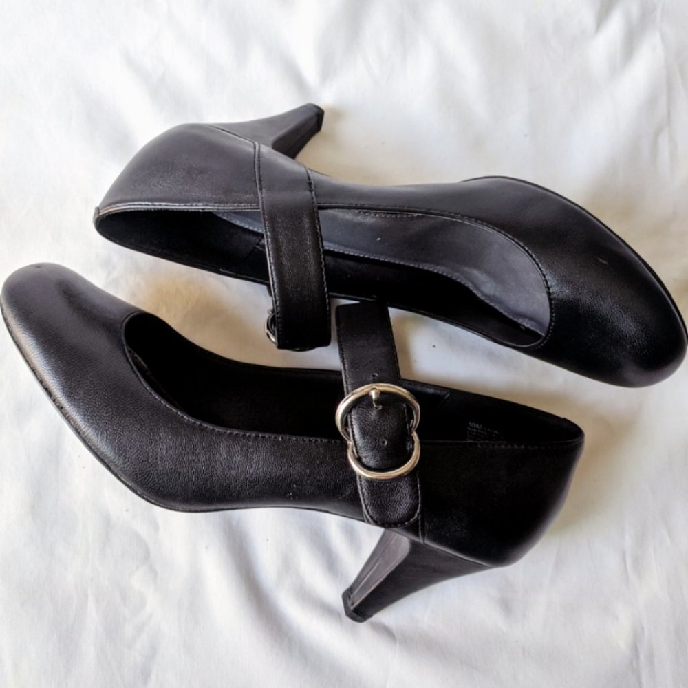 Vintage Mia Black Mary Jane Round Toe Heel 10M